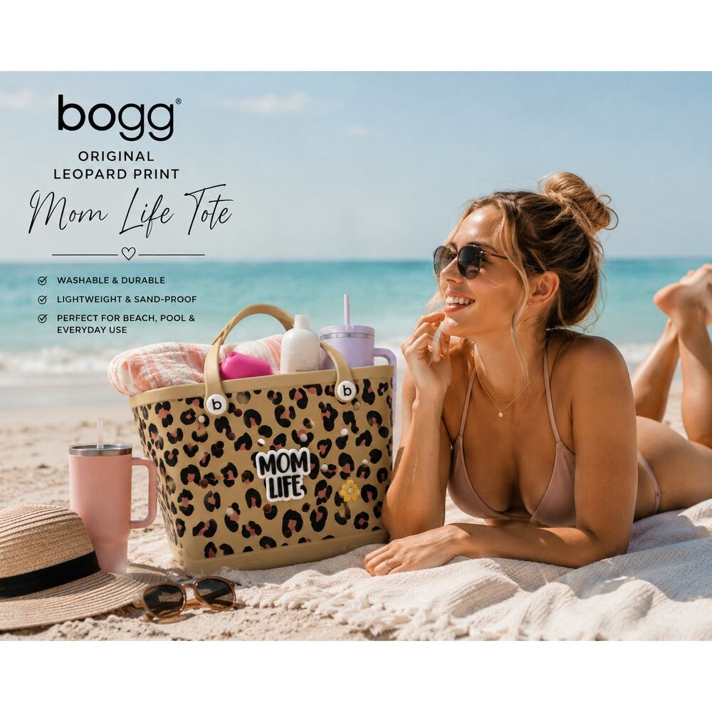 BOGG Bag Leopard Tote Beach Pool Bag Mom Life Charm Pink Accessories